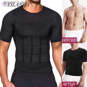 Waist Tummy Shaper Men Body Shaper Slimming T Shirt Compression Shirts Gynecomastia Undershirt Waist Muscle Tank Tops Weight Loss Shapewear Q240110