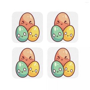 Настольные коврики Giddy Eggs Coasters Кофейный набор из 4 салфеток Чашка Посуда Украшения Аксессуары Подушечки для дома Кухня Обеденный бар