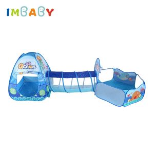 3in1 Kinderzelt faltbarer Baby -Spielplatz -Spielstall für Kinder Innenkugeln für Trockenpool mit Polyester -Tunnelspielen für Kid 240109