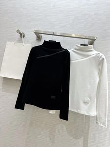 Women's T Shirts Winter Style Stand Collar Base Shirt Large Elastic Cotton Fabric Thin And Very Show Figure