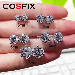 Stud Gra Moissanite Stud Cupings Lab Diamond S925 STERLING Gümüş Küpe Kadınlar için SEVİYELER KOYULAR EAR STUD 1CT 2CT 4CT YQ240110