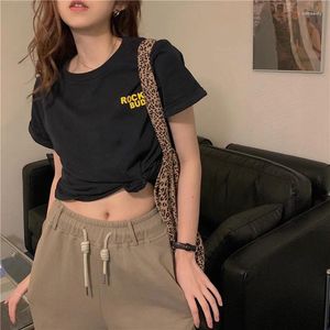 Women's T Shirts Young Girl Casual Loose Crop Top T-shirt Harajuku Soft Short Shirt Women Sexy Ullzang Tshirt Funny Letter Print Female