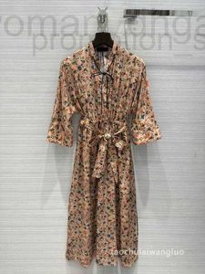 Basic & Casual Dresses designer AL61163 floral silk dress with a sense of atmosphere and vacation style, fresh V-neck, waist up, slit long skirt ET97 0XUD