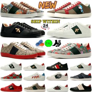 2024 Luxury Designer casual shoes Bees High quality cartoon Tiger embroidered white, green and red stripes Classic men's and women's outdoor sports casual shoes