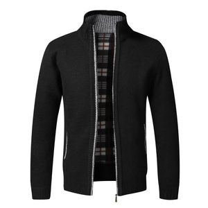 Sonbahar Kış Sıcak hırka Erkekler Polar Fermuar Sweaters Ceketler Mens İnce Fit Örgü Sweatercoat Kalın hırka süveter Ceket Erkekler 240110