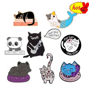 Söt katt Panda Brosch för flickor Kvinnor Vackra Rose Daisy Badge Fashion Ryggsäck Emalj Pins smycken Valentinsdaggåvor