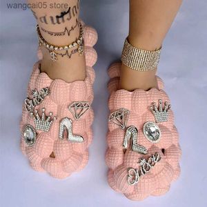 Slippers Fashion Flower Decorative Bubble Slides 2023 Summer Explosions Massage Women's Sandals Casual Non-slip Beach Shoes Home Slippers T240110