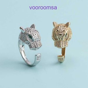 Carter popular Luxury Designer rings Micro Set Zircon Leopard Head Ring Popular Personalized Animal Bronze Open Hand Decoration With Original Box Pyj