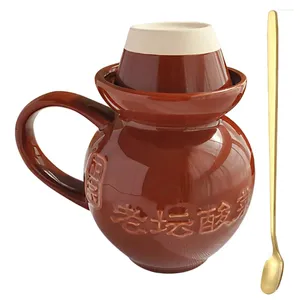 Set di stoviglie Tazza in ceramica Regalo per acqua Vaso di sottaceti a forma di Lao Tan Tazza di cavolo sott'aceto Ceramica per la casa Ufficio Bere