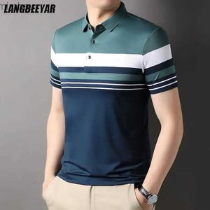 Camisetas masculinas de melhor grau tingido de fios não marcam novas camisas de pólo de verão para homens magros de manga curta tops casuais modas