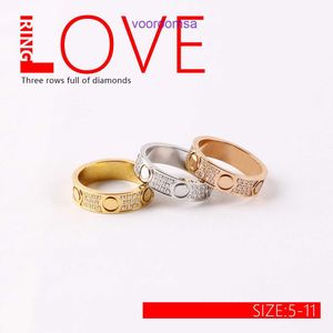 Projektant Carter Rings for Women and Men Full Sky Star Pierścień dwa lub trzy rzędy Diamond Wide wąskie wydanie Love Titanium Steel Hair z oryginalnym pudełkiem