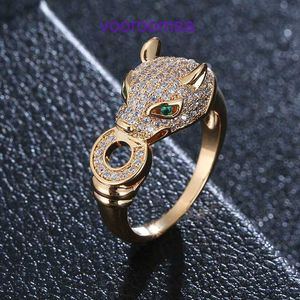 Carter popular Luxury Designer rings Korean Fashion Cartoon Animal Leopard Head Micro Set Zircon Women's Ring Jewelry With Original Box