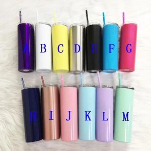 20oz Stainless Steel Skinny Tumbler Vacuum Insulated Double Wall Water Bottle With Straw Lid Travel Cup Gift For Cold Drinks 240110