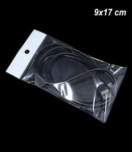 500 Pack 9x17 cm Self Seal OPP Poly Plastic Packaging Bags with Hang Hole SelfAdhesive Electronic Products Storage Pouch for USB 3505743