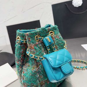 Moda Tweed Backpack Famamos famosos ombros de grife de luxo de diamante francês Bolsa de alta qualidade Paris letra dupla ladra