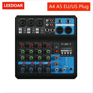 LEEDOAR Audio 4 5 Channel Sound Mixer Professional Portable Console Computer Input 48v Power Live Broadcast A4 A5 PK TEYUN JIY y240110