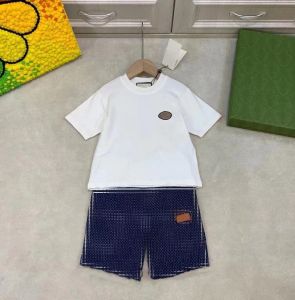 Designer Baby Sleeve Cowboy Elastic Shorts Black White Exercise Cloth Letter Pure Cotton Kids Suit Chg2401107-6