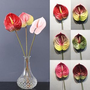 Dekorativa blommor Simulerad blomma enstaka stam Anthurium rumsdekor bröllop växt krukut palm vasarrangemang hem dekorationer lotus