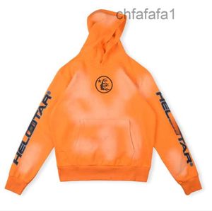 Hellstar Studios Hip Hop Rapper Street Hooded Men Designer Hoodies Womens Set Sweatshirts Pullover Orange Washedパーカー