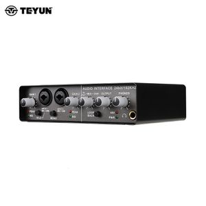 TEYUN Q24 Professional Audio Sound Card with Electric Guitar Monitor Recording Live Broadcast for Singing Computer PC Studio 240110