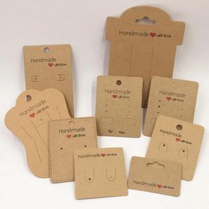 Kolyeler 100 PCS Kraft Kağıt Love Mücevher İle El Yapımı Kartlar, Kolye/Küpe/Saçkop/Kolye Ambalaj Kartları