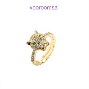Carter Rings Women's Fashion ring Copper micro inlaid colored zircon animal leopard head open INS index finger With Original Box Pyj UFYN