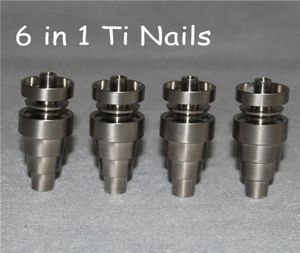 Universal Domeless Titanium Prego 6 EM 1 10mm 14mm 18mm Masculino Feminino Dupla Função GR2 Ti Nails Ash Dab Rigs3918598