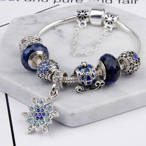 2024designer pandorabracelet família lua dupla puxando cobra osso família azul estrela menina natal floco de neve abóbora carro artesanal jóias contas pulseira