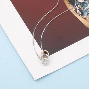Pendants SA SILVERAGE Women Rose Gold Pendant Necklace Fine Jewelry Real 925 Sterling Silver Diamond Necklaces for Women