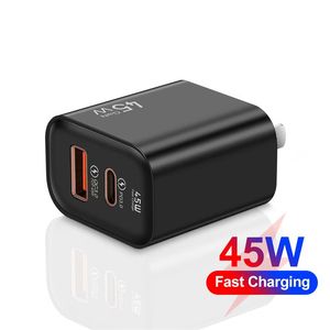 45W PD USB C Charger QC 3.0 Fast Charging Quick Charger Type C Mobile Phone Charge Adapter For iPhone 15 14 Samsung S24 Huawei Xiaomi