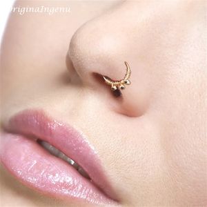 Gold Echter Piercing Nasenring Handgefertigter Schmuck Gefüllte Ringe Faux Vintage Charm Hoop Fake Punk 240109