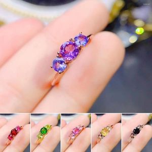 Klusterringar FS Natural Citrine/Amethysanzanite/Garnet Ring S925 Sterling Silver For Women Fine Fashion Charm Weddings Jewelry 2024