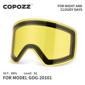 スキーゴーグル用のオリジナルの黄色のグレース磁気レンズGOG-20101アンチフォグUV400スキーメガネスノーゴーグルスキーントンリーレンズ240109
