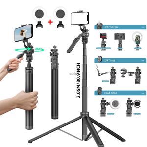 Selfie Monopods 2055mm Kablosuz Selfie Stick Tripod Mobil el Gimbal için 1/4 Vida Çıkarılabilir Işık Kablosuz Canlı Telefon Kamerası için YQ240110