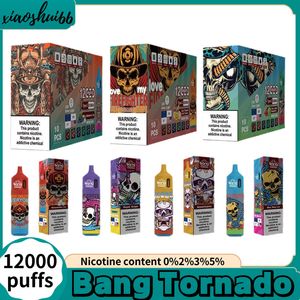 Orijinal Bang Tornado 12000 Puflar Tek Kullanımlık Elektronik Sigara Giriş Kiti 12K Büyük Vaporizer Tek Kullanımlık Vape Ağı Bobin LED Işık Şarj Edilebilir Pil 0% 2% 3% 5%