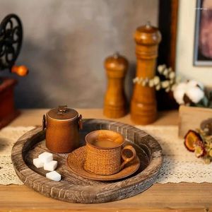 Candle Holders 1pcs Round Plate Holder Wooden Tray Table Centerpiece Wood Tealight Pillar Trays Wedding Rustic