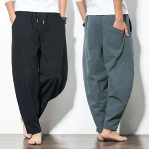 Klänning kinesisk stil harem byxor män streetwear casual joggers mens byxor bomullslinne tröjor ankellängd män byxor s3xl