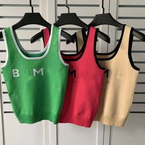 2024SS Designer Tanktops Sommer Frauenweste kurz runde Hals bestickte sexy Ausschnitt Tanktops Casual ärmellose T-Shirt