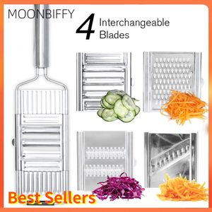 Shredder Cutter Rostfritt stål Portable Manual Vegetable Slicer Easy Clean Grater med Handle Multi Purpose Home Kitchen Tool 240110