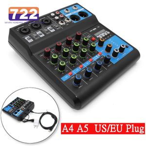 HD Audio 4 5-Kanal-Soundmixer Professionelle tragbare Konsole Computereingang 48 V Stromversorgung Live-Übertragung A4 A5 240110