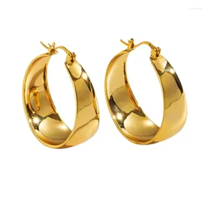 Baumeln Ohrringe 316L Edelstahl Verbreitert Gebogene Oberfläche Luxus Stil frauen Vintage Gril Pendientes Mujer