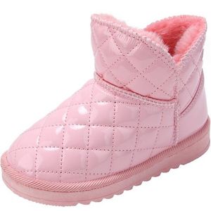 2024 New Children's Snow Boots Premium Bright Pu Winter Girl's Boots Warm Plush Shicky Cotton Shoes Boys Boys Boys