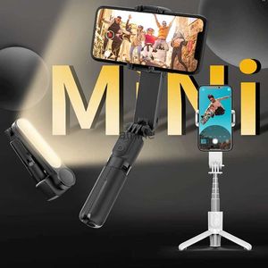 Selfie Monopiedi Mini Selfie Stick Fill Light Bluetooth Telecomando Palmare Gimbal Anti-shake Stabilizzatore per telefono cellulare Treppiede per riprese video YQ240110