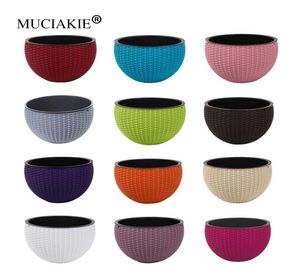 MUCIAKIE 1PC 25x16cm Hanging Basket Rattan Plastic Flower Pot Round Resin Garden Hanging Planter for Indoor Outdoor Plants Y2007235988644