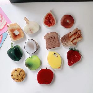 Korea 3D Food Fruit Design Acrylic Phone Holder Expanding Stand för iPhone 15 14 13 Alla telefoner Universal Smart Lazy Colored Bracket Rose Gifts