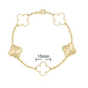 Van 4/Four Leaf Clover Charm 6 färger armband Bangle Chain 18K Gold Agate Shell Mor-of Pearl för Women Girl Wedding Partihandel 2024 PND5