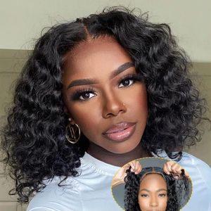 Fayniss Wear and Go Deep Wave Bob Wigs For Women Human Hair Curly Glueless Wig Ready to Pre Cut Lace Air 240110