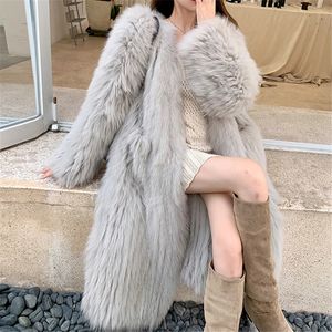 Vinterlång päls Coat Women Imitation Fox Hair Korean version av faux pälspäls Fox Fur Long Jackets 240110
