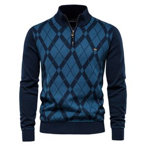 Jesienna nowa połowa zamków błyskawicznych British British Long Ingeved Men's Sweter Casual European Fashion Men's Knitwear