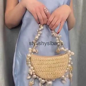 Shoulder Bags Fairy Pearl Conch Grass Woven Bag Handheld Crossbody Bag Small Mobile Phone Bagstylishyslbags